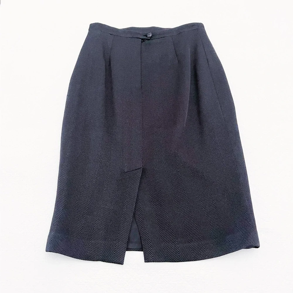 Ecaille Black Pencil Skirt Wool Silk Paris SZ44